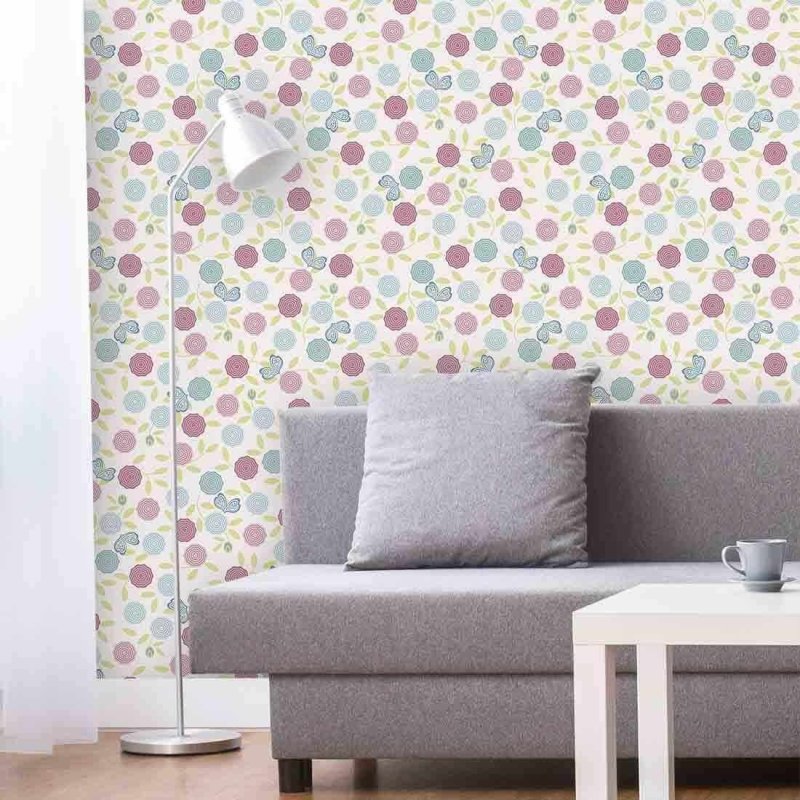 Papel de Parede Adesivo Floral Roxo e Azul 1432 - Papel na Parede