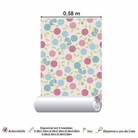 Papel de Parede Adesivo Floral Roxo e Azul 1432 - Papel na Parede