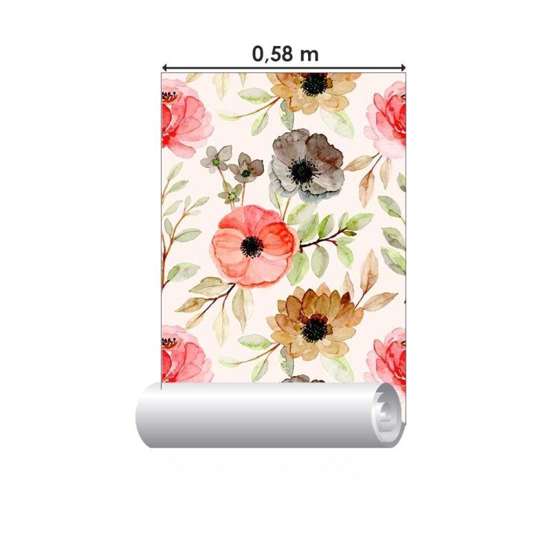 Papel de Parede Adesivo Floral salmão N08172 - Papel na Parede