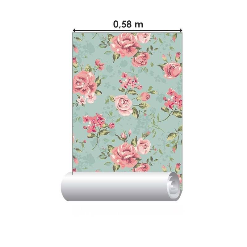 Papel de Parede Adesivo Floral Sobre Azul N09112 - Papel na Parede