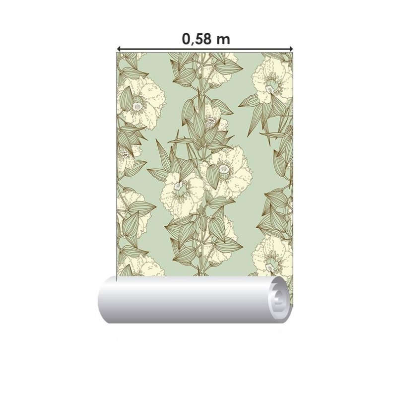 Papel de Parede Adesivo Floral Sobre Verde N09113 - Papel na Parede