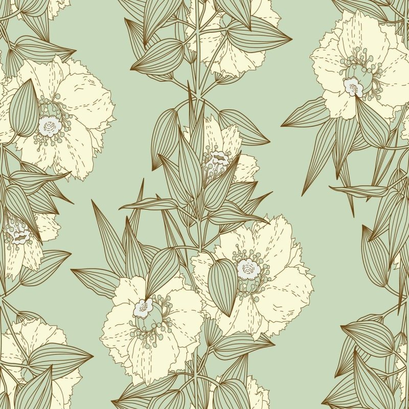 Papel de Parede Adesivo Floral Sobre Verde N09113 - Papel na Parede