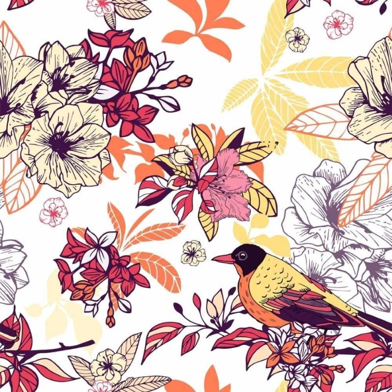 Papel de Parede Adesivo floral tropical N014132 - Papel na Parede