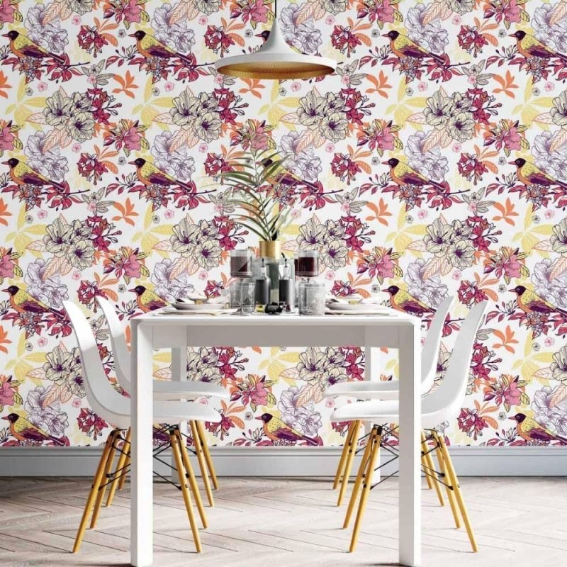 Papel de Parede Adesivo floral tropical N014132 - Papel na Parede
