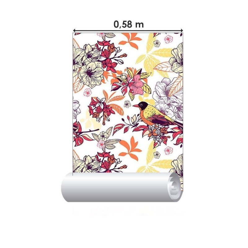 Papel de Parede Adesivo floral tropical N014132 - Papel na Parede