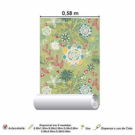 Papel de Parede Adesivo Floral Verde 210115 - Papel na Parede