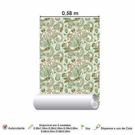 Papel de Parede Adesivo Floral Verde 22 - Papel na Parede