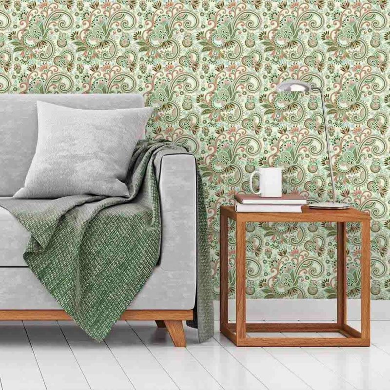 Papel de Parede Adesivo Floral Verde 22 - Papel na Parede