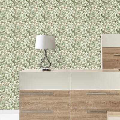 Papel de Parede Adesivo Floral Verde 665 - Papel na Parede