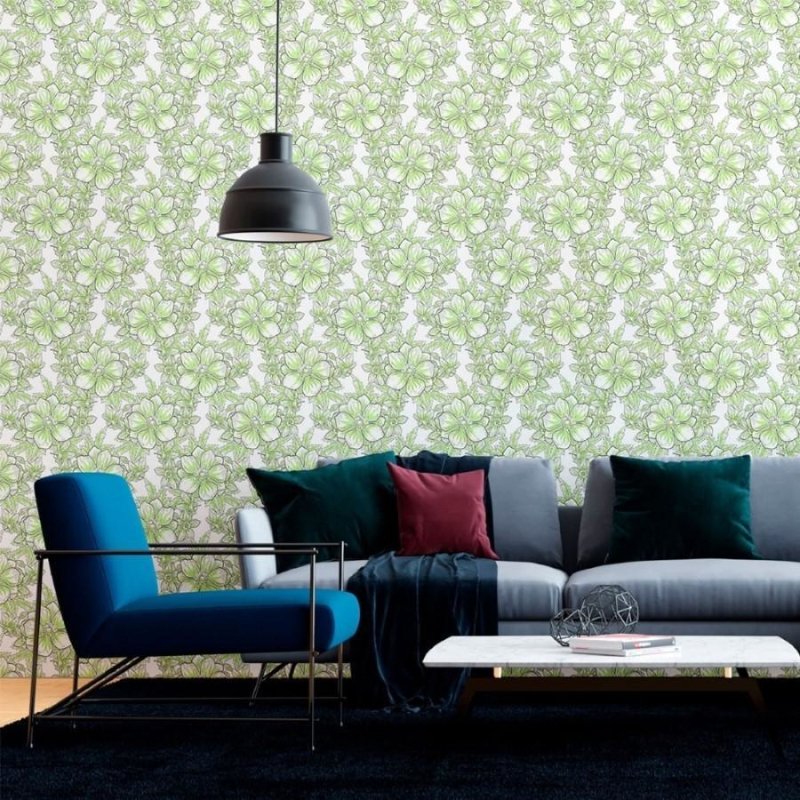 Papel de Parede Adesivo Floral Verde N012115 - Papel na Parede