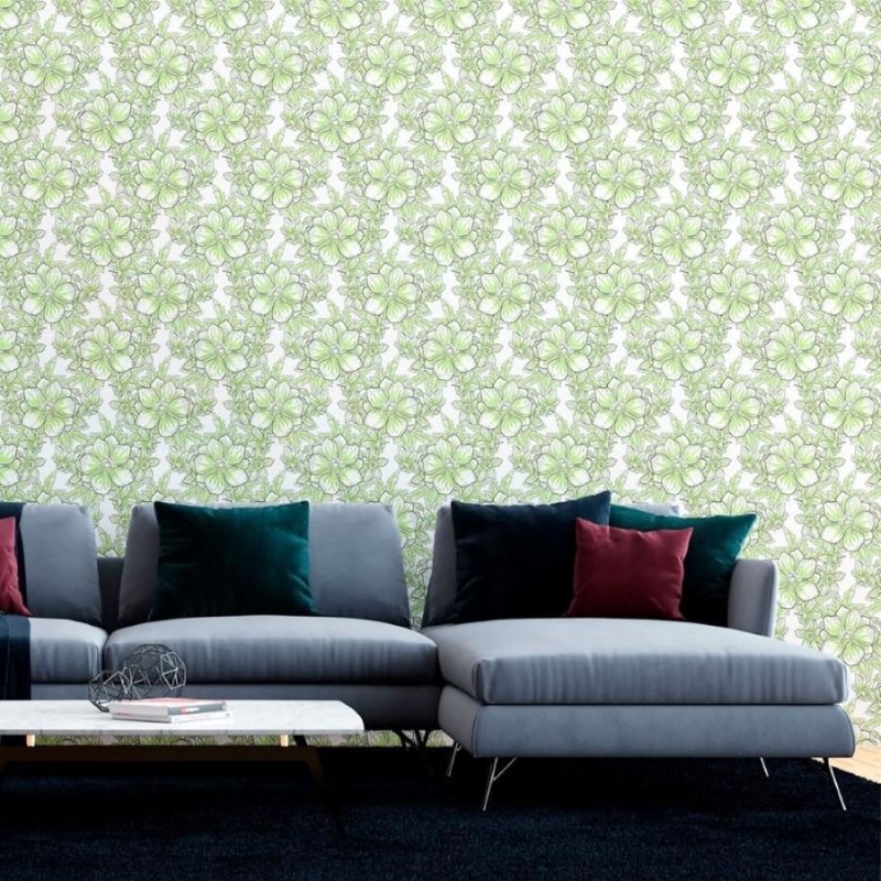 Papel de Parede Adesivo Floral Verde N012115 - Papel na Parede