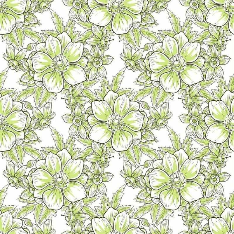 Papel de Parede Adesivo Floral Verde N012115 - Papel na Parede