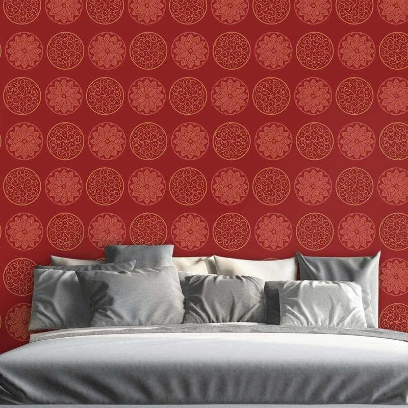 Papel de Parede Adesivo Floral Vermelho 38 - Papel na Parede