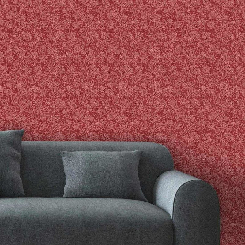 Papel de Parede Adesivo Floral Vermelho 495 - Papel na Parede