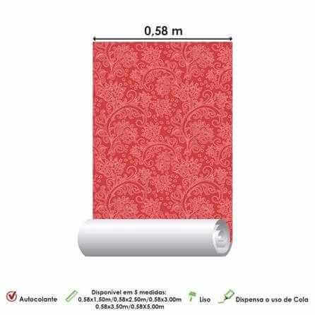 Papel de Parede Adesivo Floral Vermelho 495 - Papel na Parede