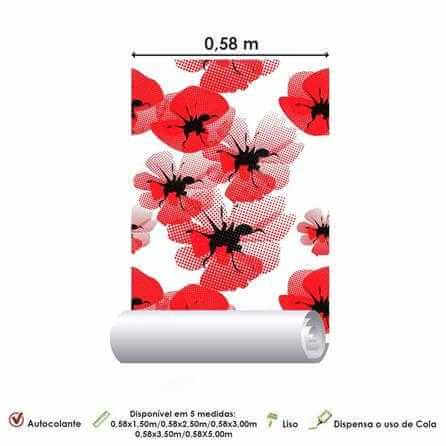 Papel de Parede Adesivo Floral Vermelho 684 - Papel na Parede