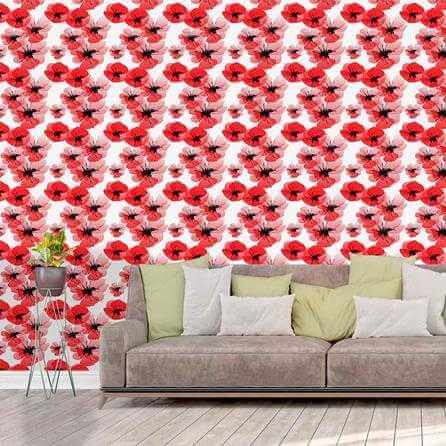 Papel de Parede Adesivo Floral Vermelho 684 - Papel na Parede