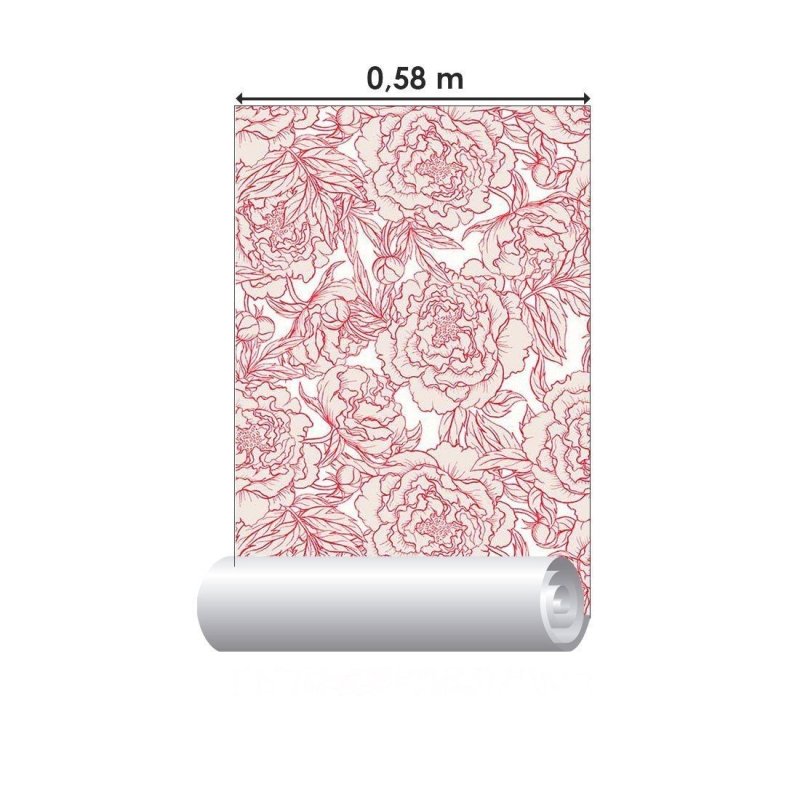 Papel de Parede Adesivo floral vermelho N014150 - Papel na Parede