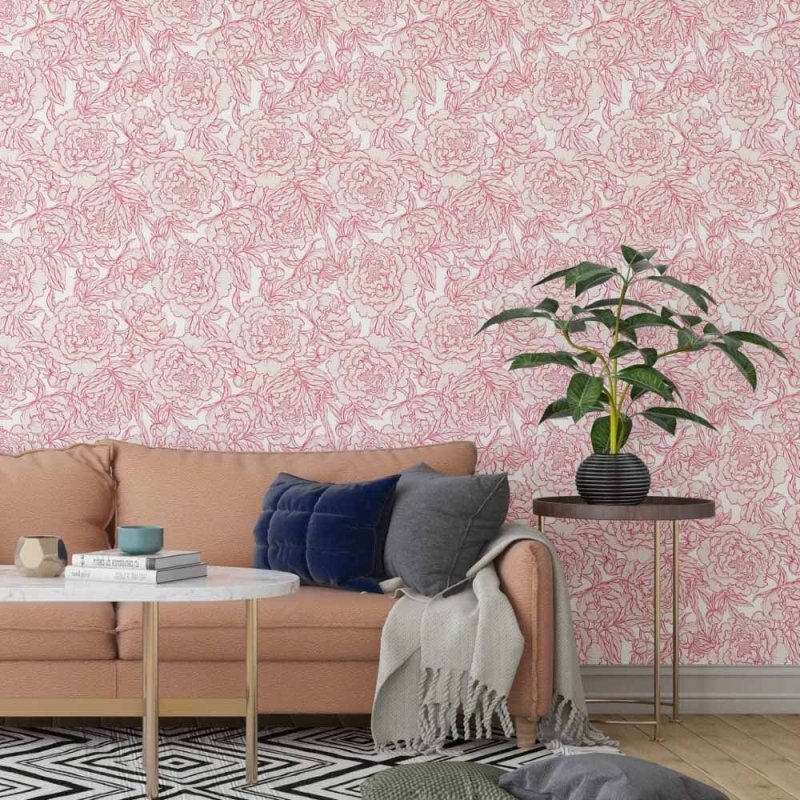 Papel de Parede Adesivo floral vermelho N014150 - Papel na Parede