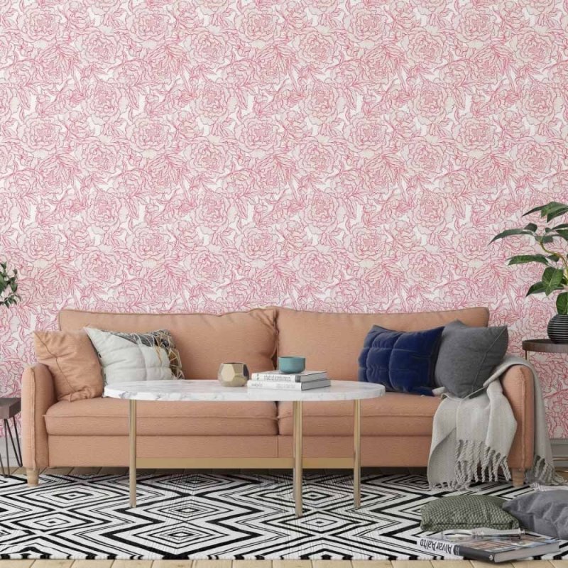 Papel de Parede Adesivo floral vermelho N014150 - Papel na Parede