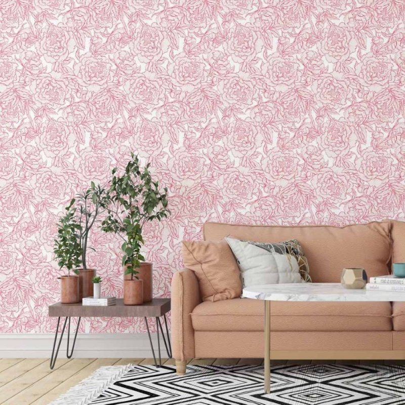 Papel de Parede Adesivo floral vermelho N014150 - Papel na Parede