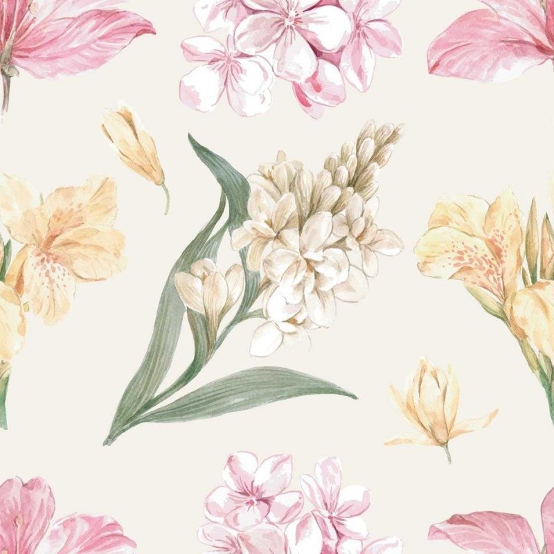 Papel de Parede Adesivo Flores Amarelo e Rosa N04246 - Papel na Parede