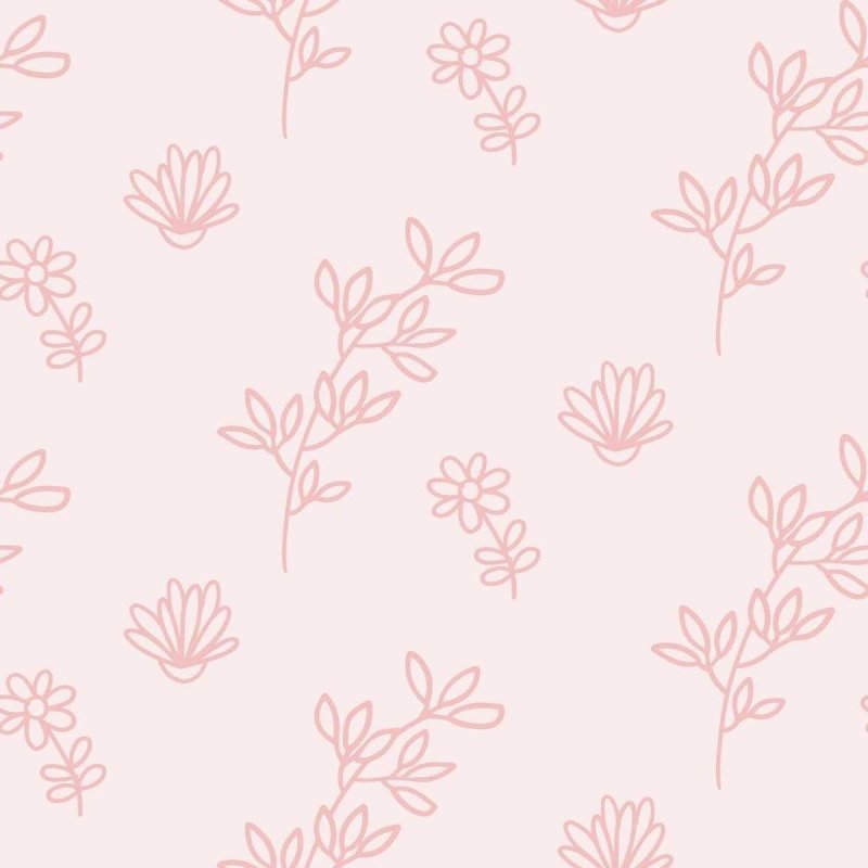 Papel de Parede Adesivo Flores e Folhas em Linha Rosa N05279 - Papel na Parede