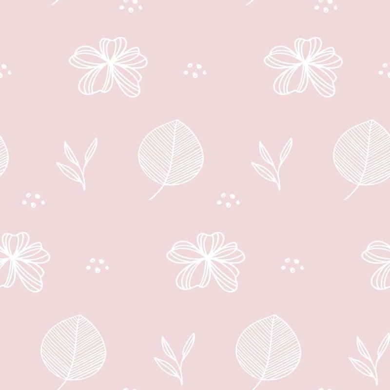 Papel de Parede Adesivo Flores e Folhas Rosa N05278 - Papel na Parede