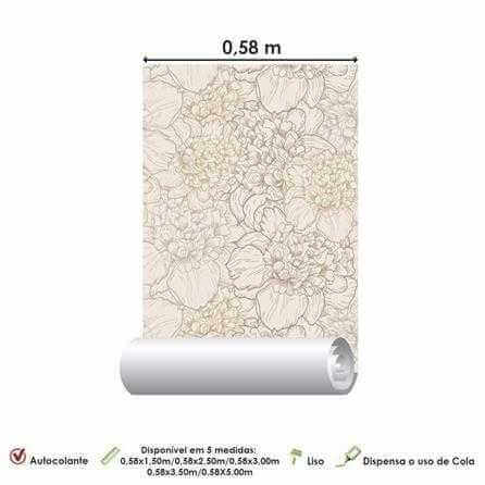 Papel de Parede Adesivo Flores Off White 855 - Papel na Parede