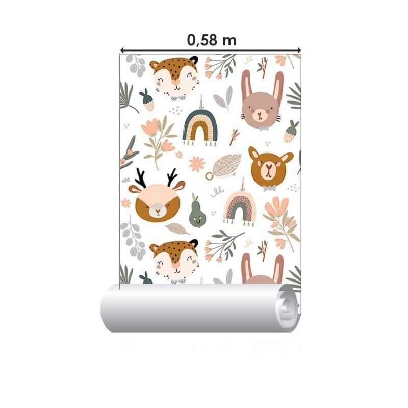 Papel de Parede Adesivo Floresta Infantil Boho N09045 - Papel na Parede