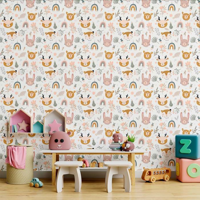 Papel de Parede Adesivo Floresta Infantil Boho N09045 - Papel na Parede