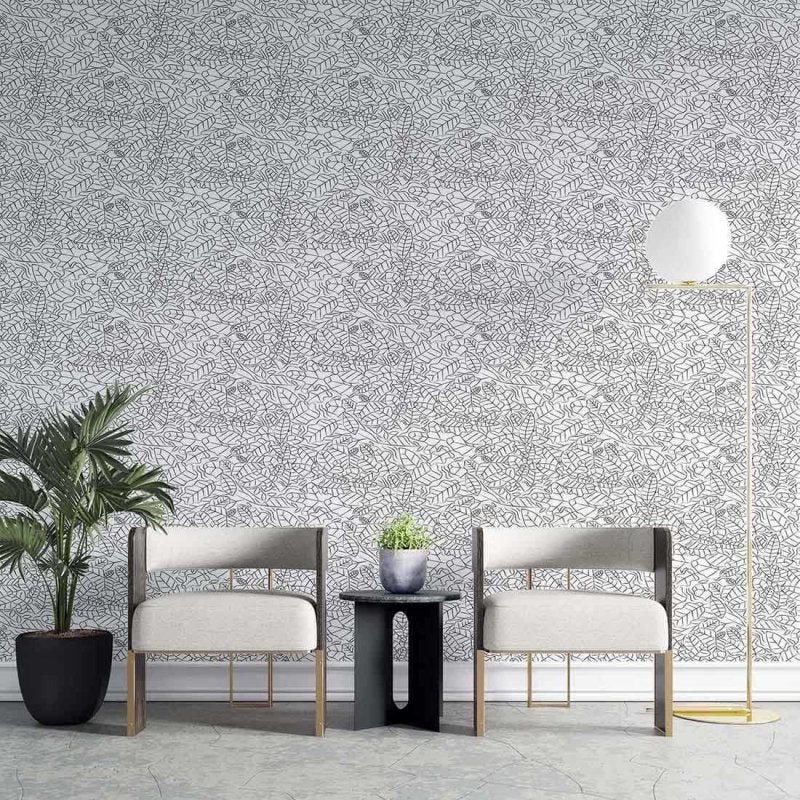 Papel de Parede Adesivo Folha Colorir N02141 - Papel na Parede