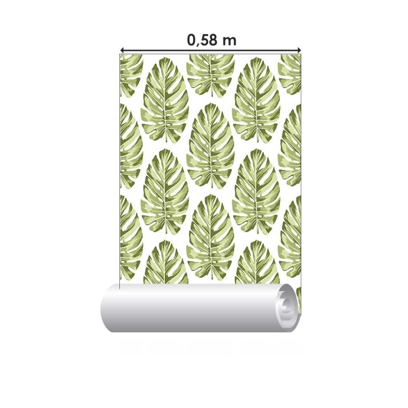 Papel de Parede Adesivo Folha Costela de Adão Verde N07075 - Papel na Parede