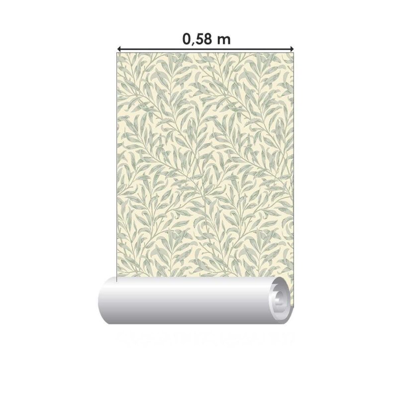 Papel de Parede Adesivo Folhagem Bege e Verde N04237 - Papel na Parede