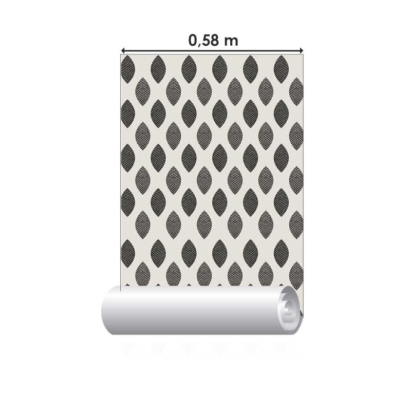 Papel de Parede Adesivo Folhas Abstratas em Preto e Branco N07065 - Papel na Parede