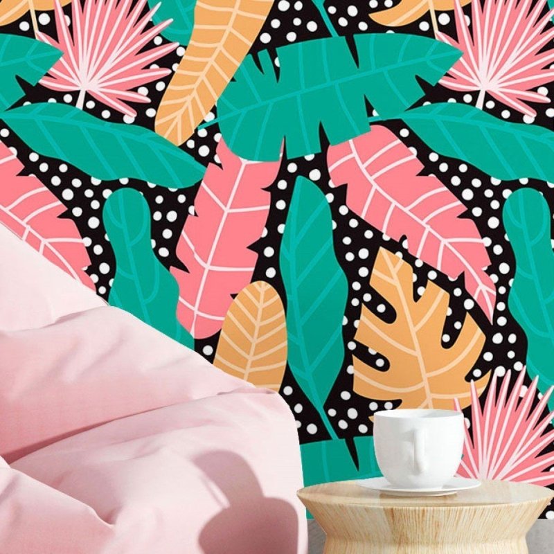 Papel de Parede Adesivo Folhas Abstratas N016037 - Papel na Parede
