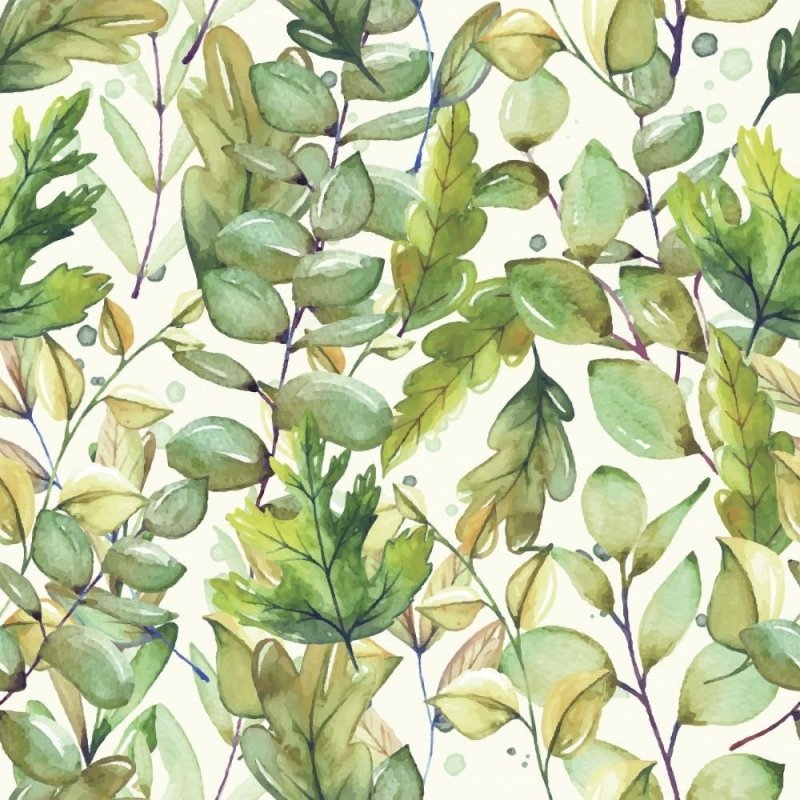 Papel de Parede Adesivo Folhas Aquarela N015201 - Papel na Parede