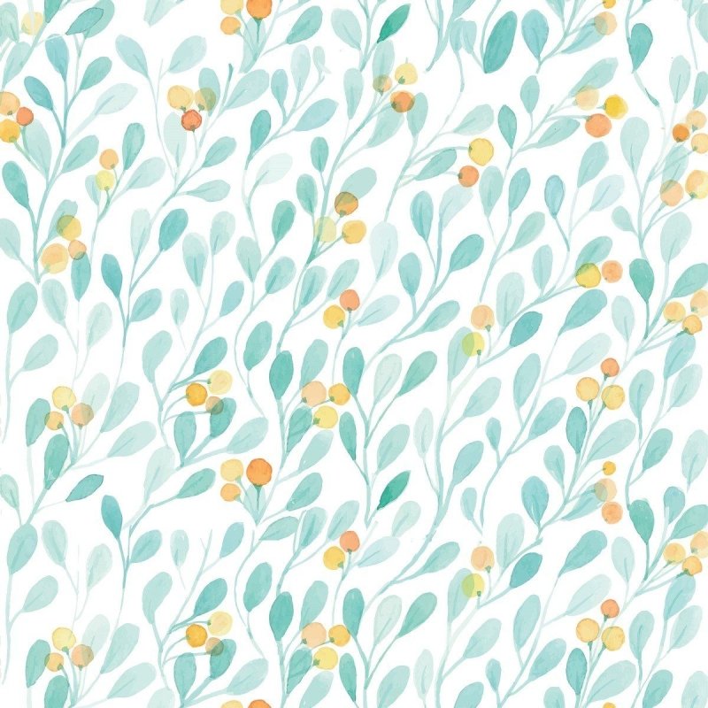 Papel de Parede Adesivo Folhas Azuis N012009 - Papel na Parede
