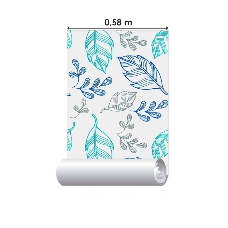 Papel de Parede Adesivo Folhas Azuis N013127 - Papel na Parede