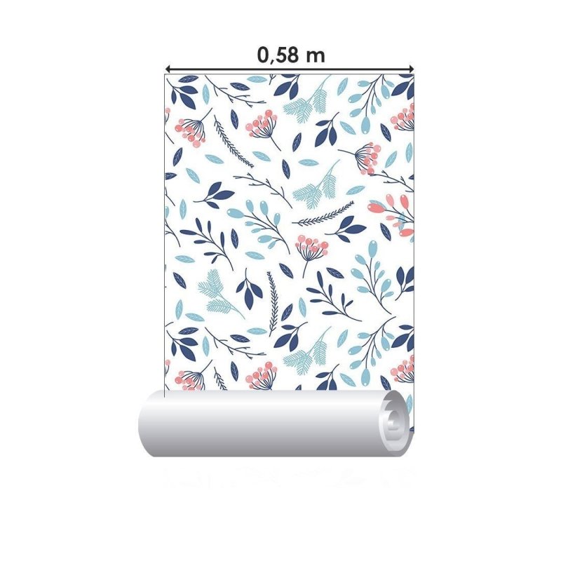 Papel de Parede Adesivo Folhas Azul N015211 - Papel na Parede