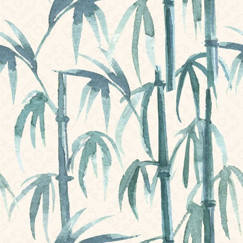 Papel de Parede Adesivo Folhas Bambu Aquarela N015107 - Papel na Parede