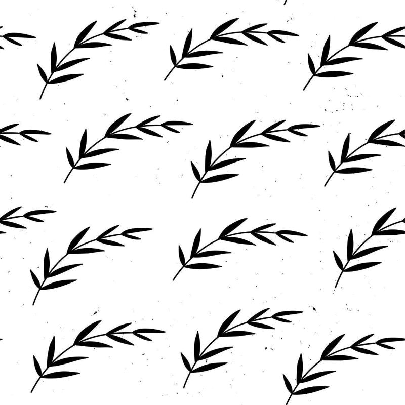 Papel de Parede Adesivo Folhas Branco e Preto N012093 - Papel na Parede