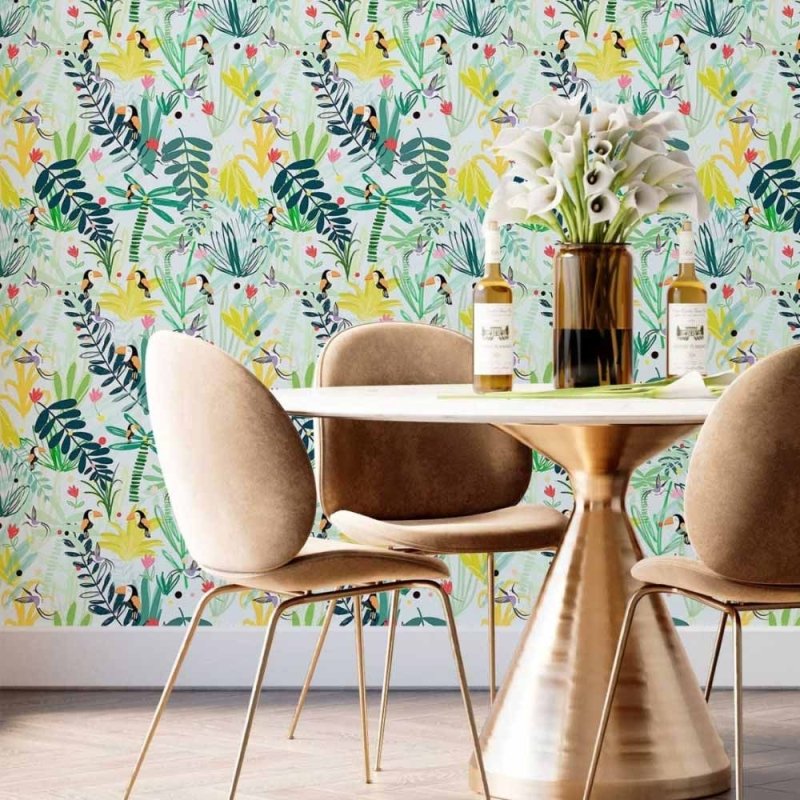 Papel de Parede Adesivo Folhas Colorido N014036 - Papel na Parede