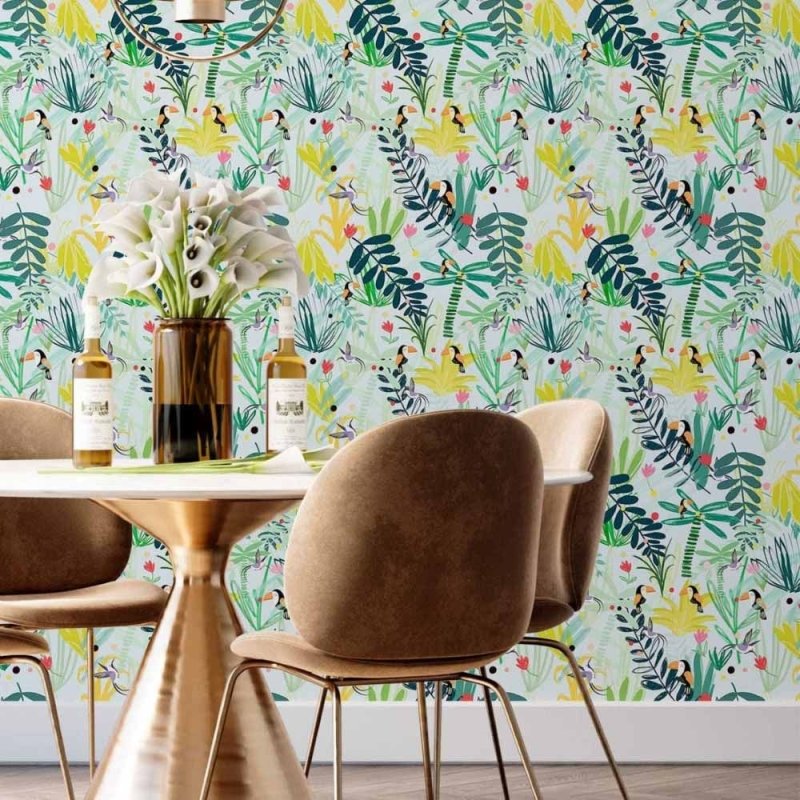 Papel de Parede Adesivo Folhas Colorido N014036 - Papel na Parede