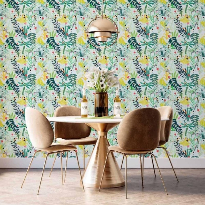 Papel de Parede Adesivo Folhas Colorido N014036 - Papel na Parede