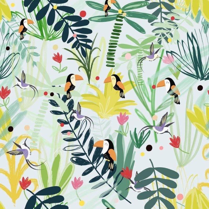 Papel de Parede Adesivo Folhas Colorido N014036 - Papel na Parede