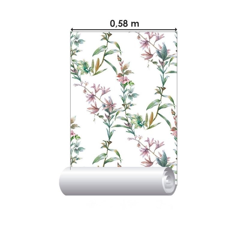 Papel de Parede Adesivo Folhas e Flores em Aquarela N010200 - Papel na Parede