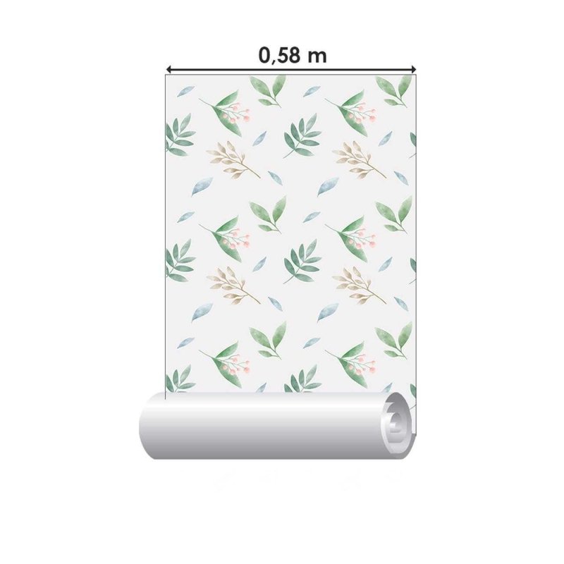 Papel de Parede Adesivo Folhas e Flores em Aquarela N06070 - Papel na Parede