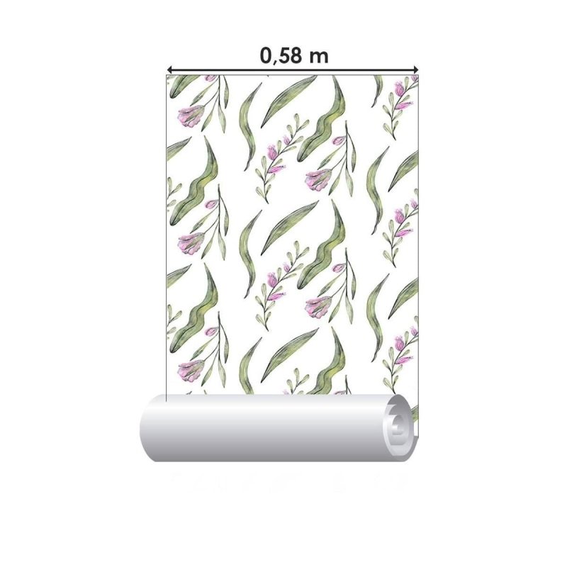 Papel de Parede Adesivo Folhas e Flores em Aquarela N09048 - Papel na Parede