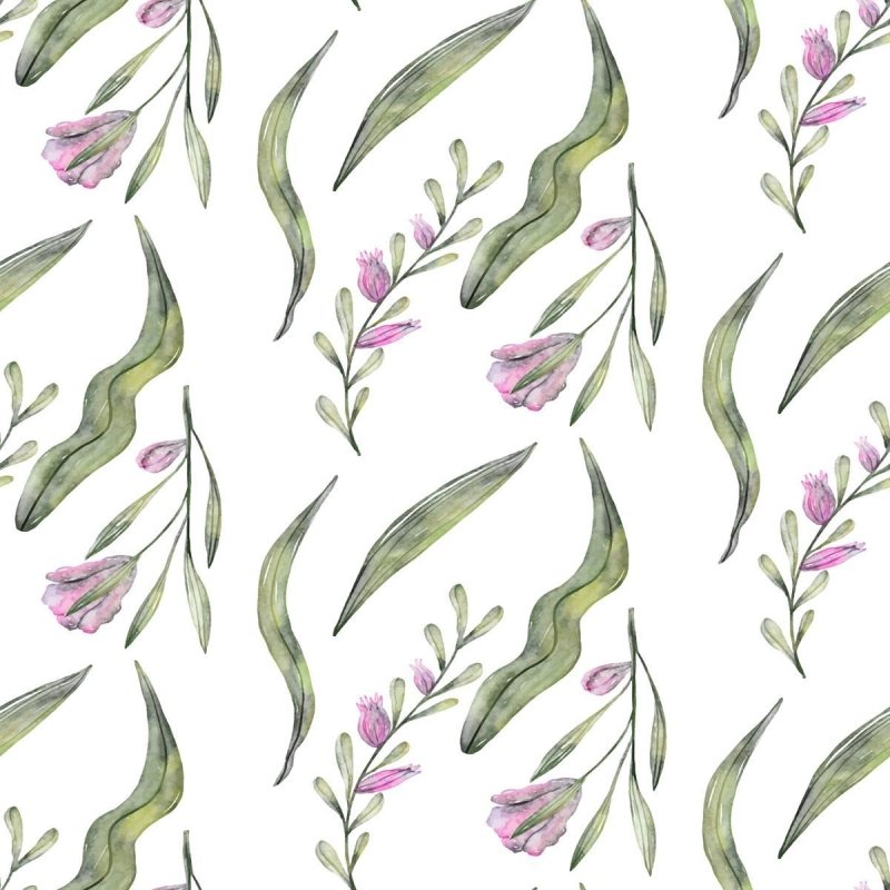 Papel de Parede Adesivo Folhas e Flores em Aquarela N09048 - Papel na Parede